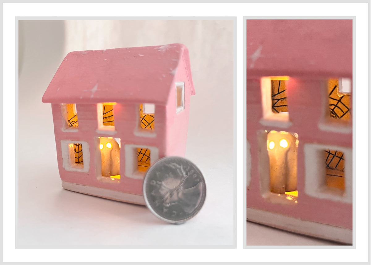 Mini Pink House with Ghost (spiderweb interior)