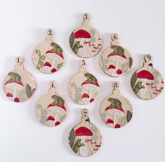Mushroom & Frog Ornaments