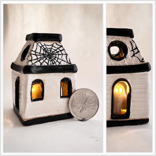 Mini House with Ghost (spiderweb interior)
